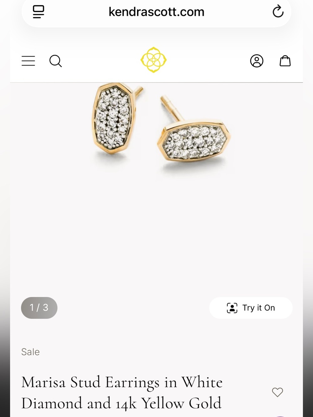Kendra Scott Marisa Diamond Stud Earrings 14K Yellow Gold – Like New